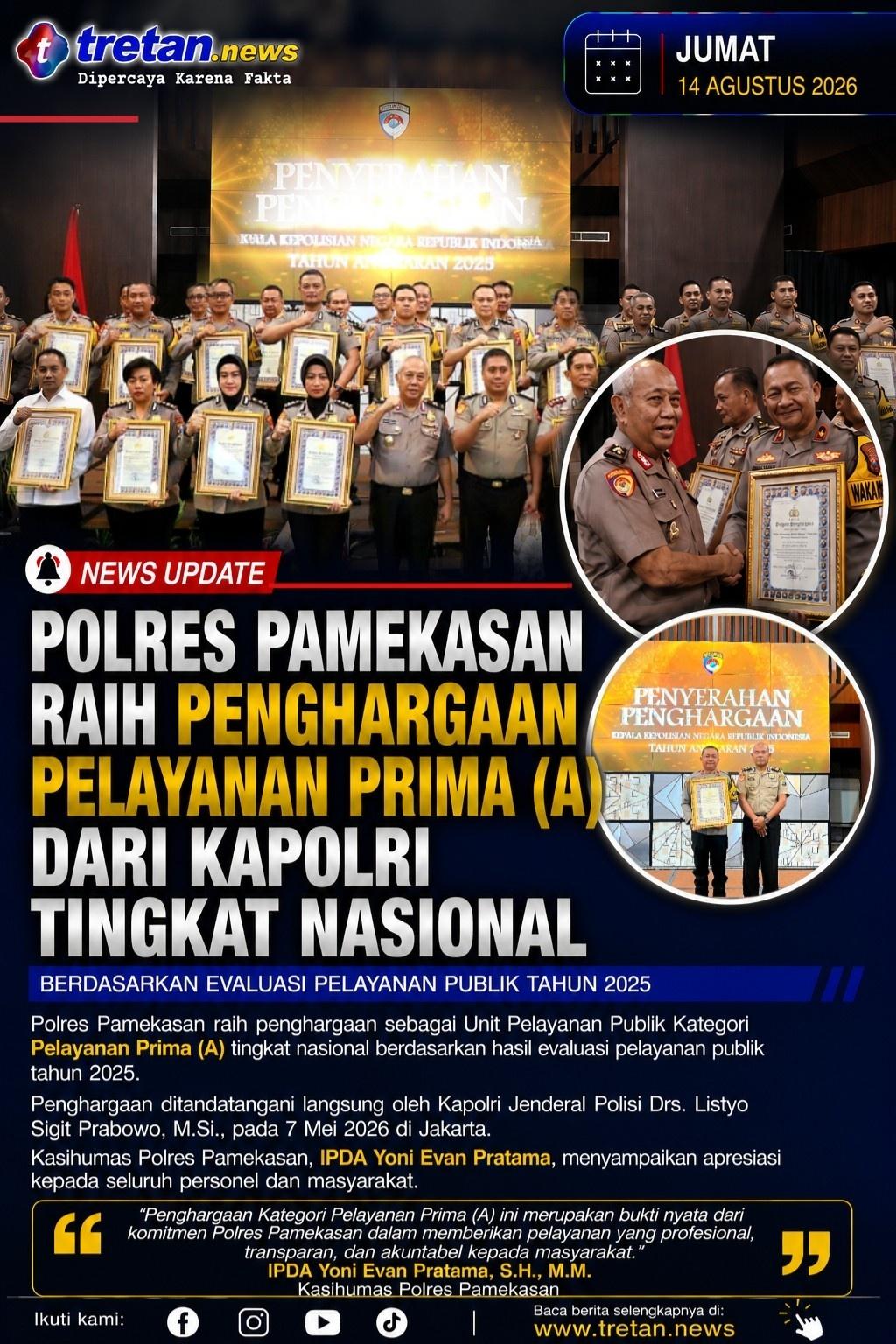 Polres Pamekasan raih penghargaan Pelayanan Prima dari Kapolri