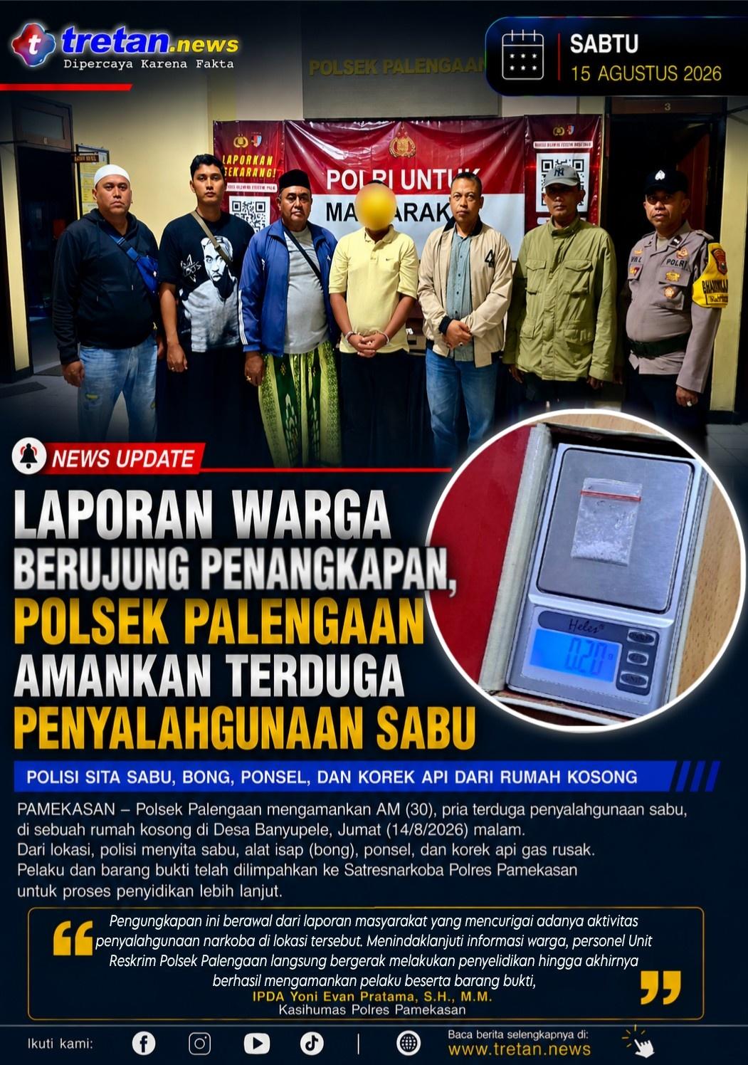 Polsek Palengaan amankan terduga penyalahgunaan sabu