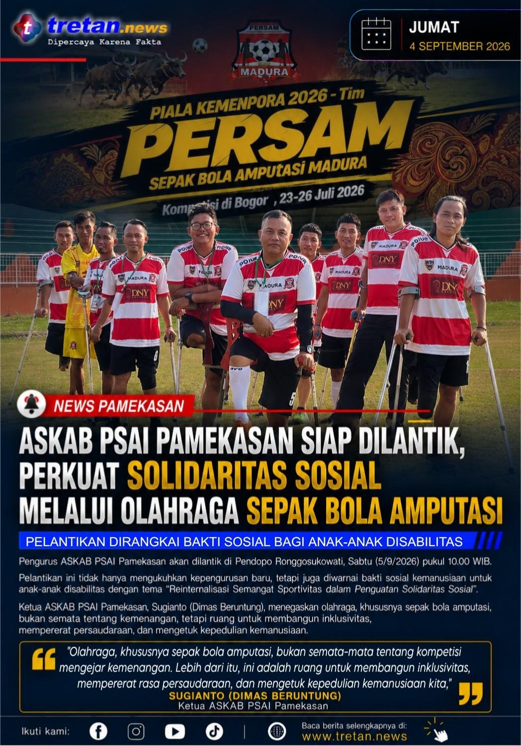 Pelantikan ASKAB PSAI Pamekasan dan bakti sosial anak disabilitas