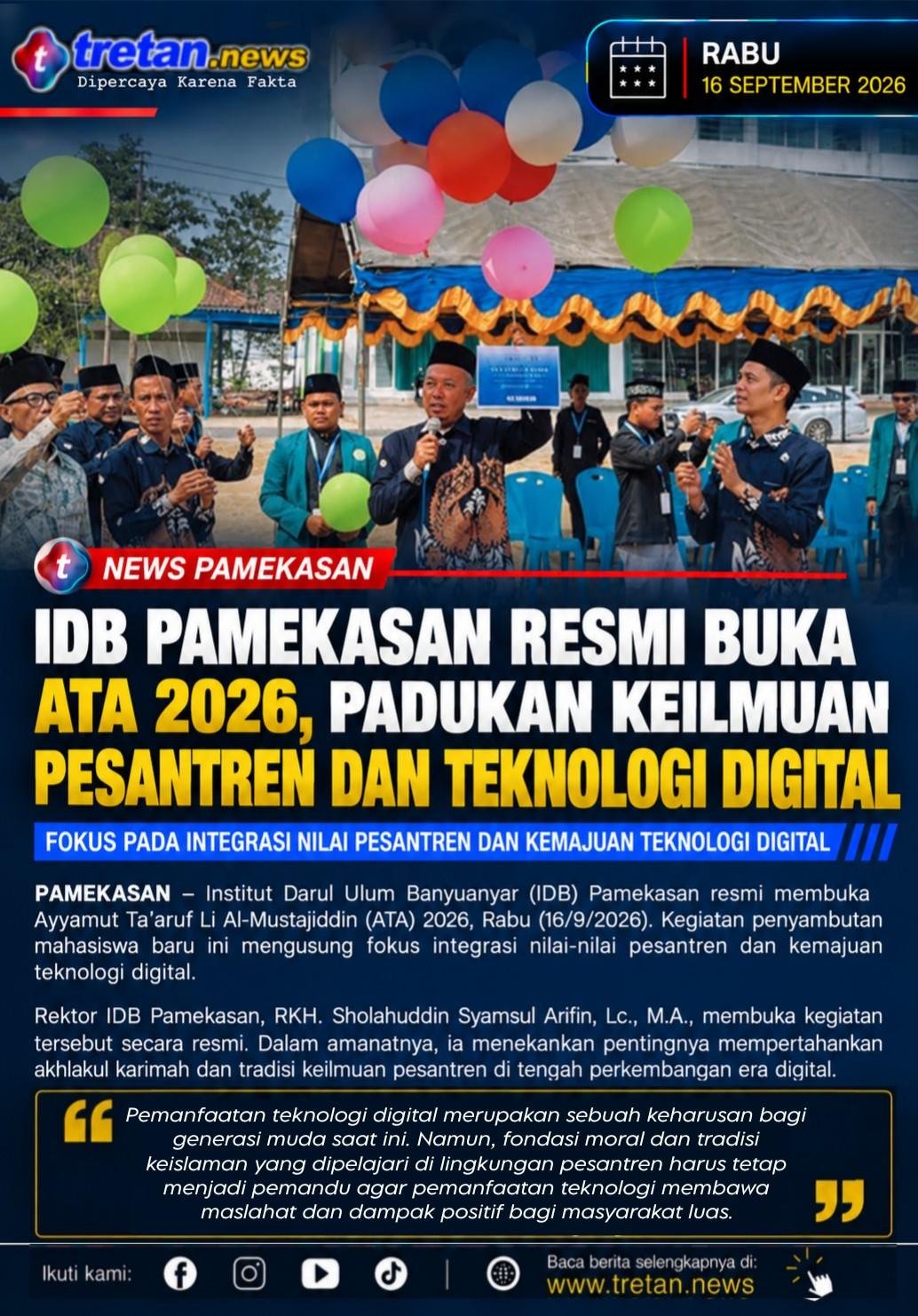 Rektor IDB Pamekasan membuka ATA 2026 dengan integrasi pesantren dan digital