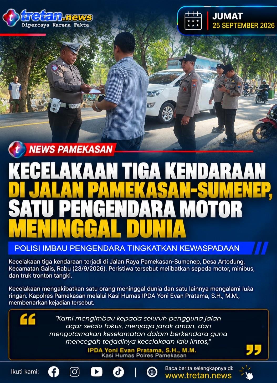 Kecelakaan tiga kendaraan di Jalan Pamekasan-Sumenep Pamekasan