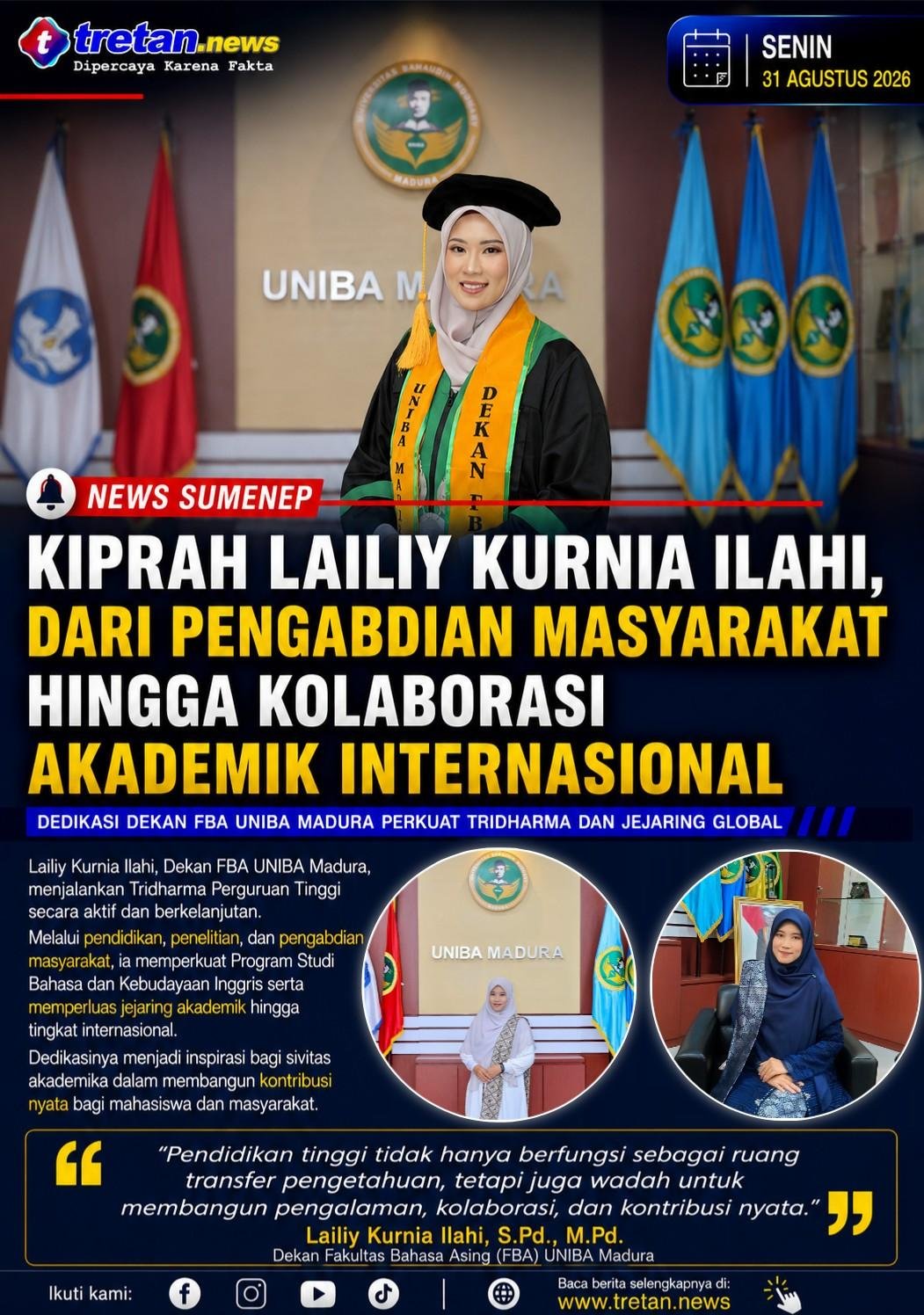 Lailiy Kurnia Ilahi Dekan FBA UNIBA Madura dalam kegiatan akademik