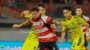 Madura United merayakan kemenangan atas PSIM Yogyakarta di Super League