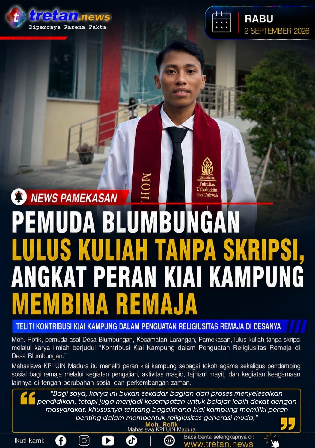 Moh Rofik meneliti peran kiai kampung di Desa Blumbungan