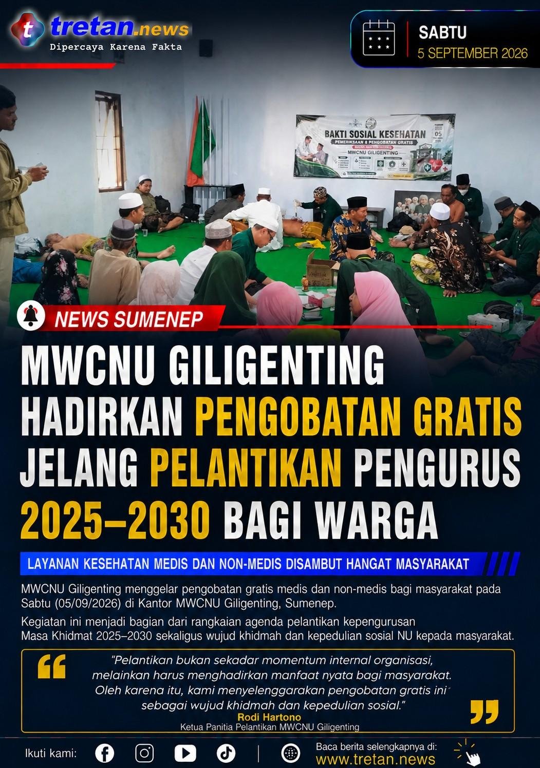 MWCNU Giligenting menggelar pengobatan gratis bagi masyarakat