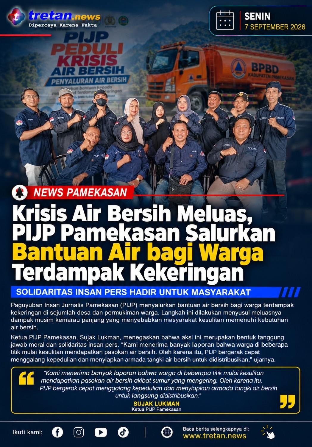 PIJP Pamekasan menyalurkan bantuan air bersih bagi warga terdampak kekeringan