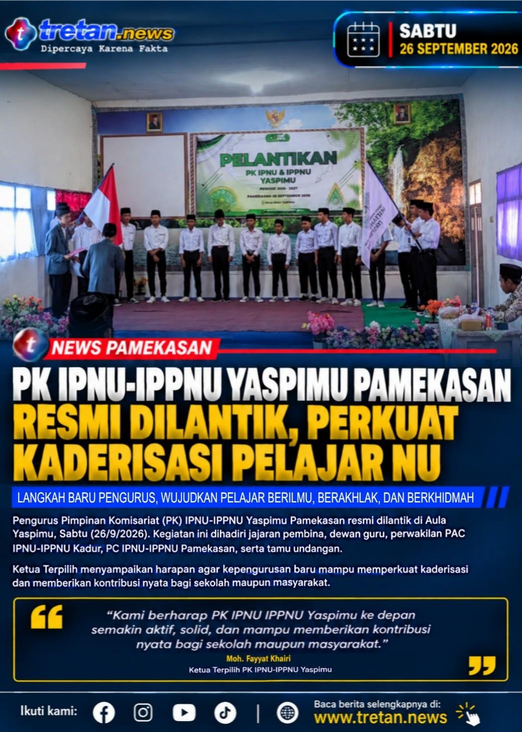 Pelantikan pengurus PK IPNU-IPPNU Yaspimu Pamekasan