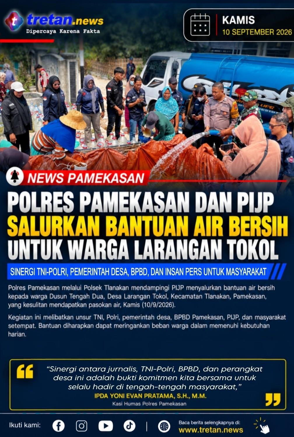 Polres Pamekasan dan PIJP salurkan bantuan air bersih