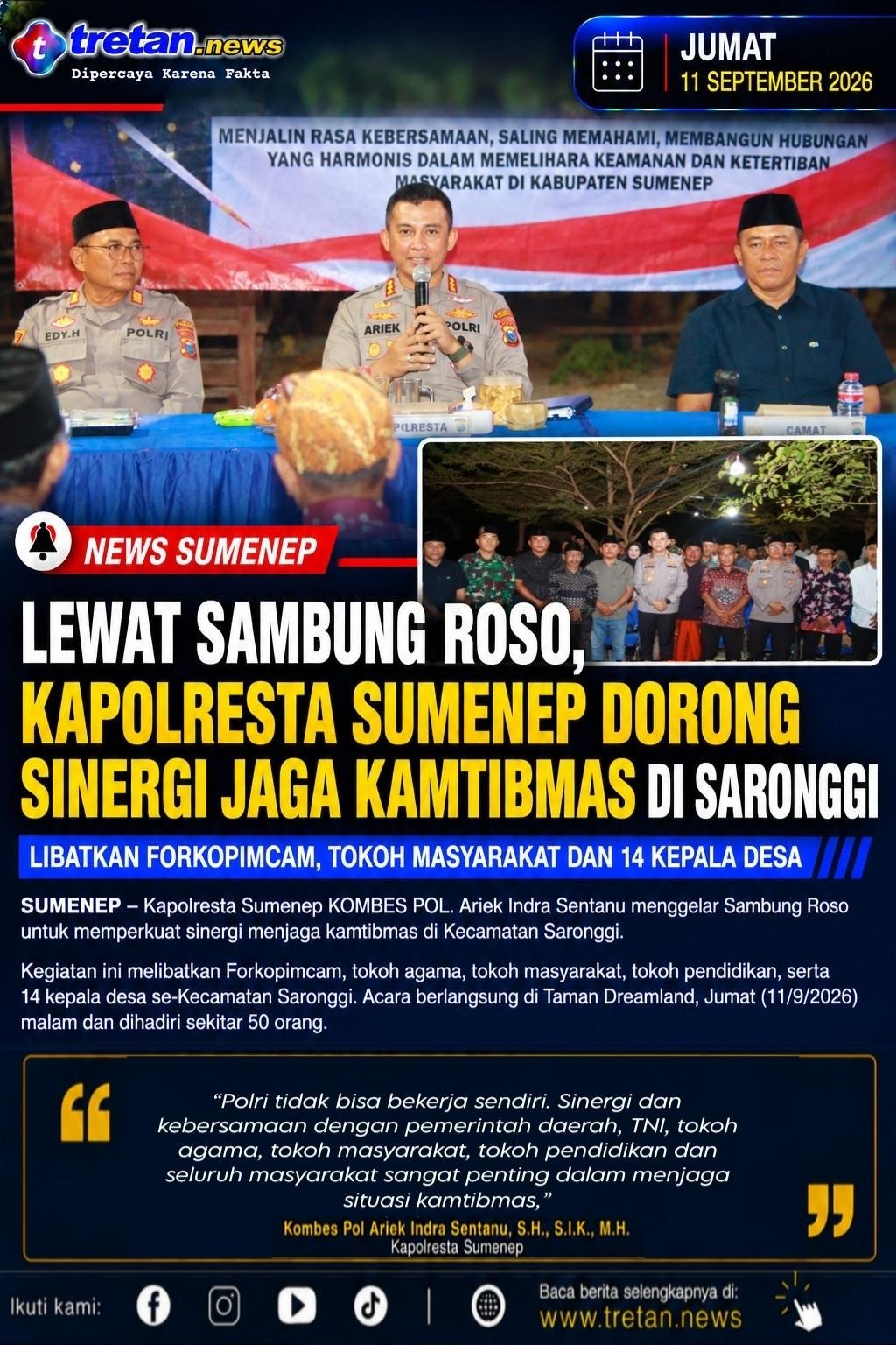 Kapolresta Sumenep bersama tokoh masyarakat dalam Sambung Roso Saronggi