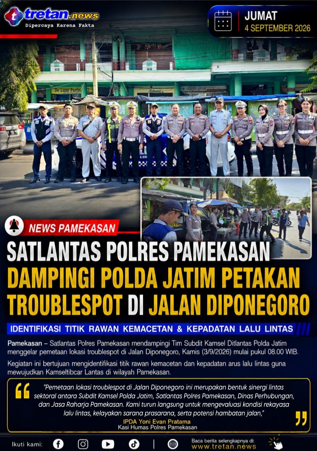 Satlantas Polres Pamekasan dampingi Polda Jatim petakan troublespot Jalan Diponegoro