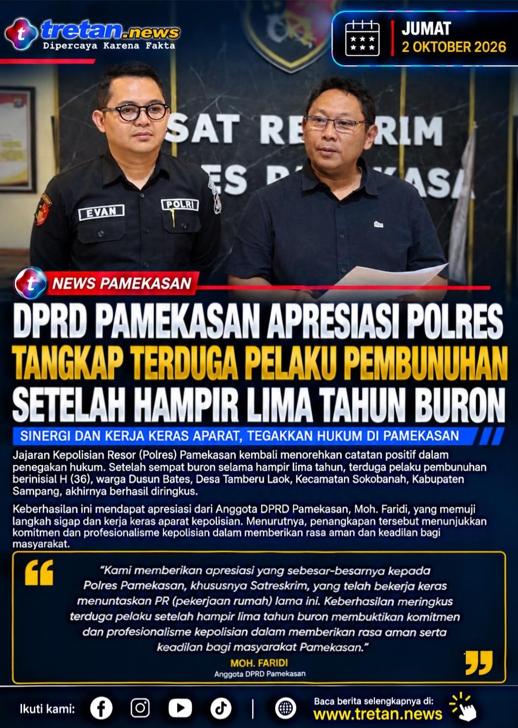Kasatreskrim Polres Pamekasan memberikan keterangan kepada wartawan