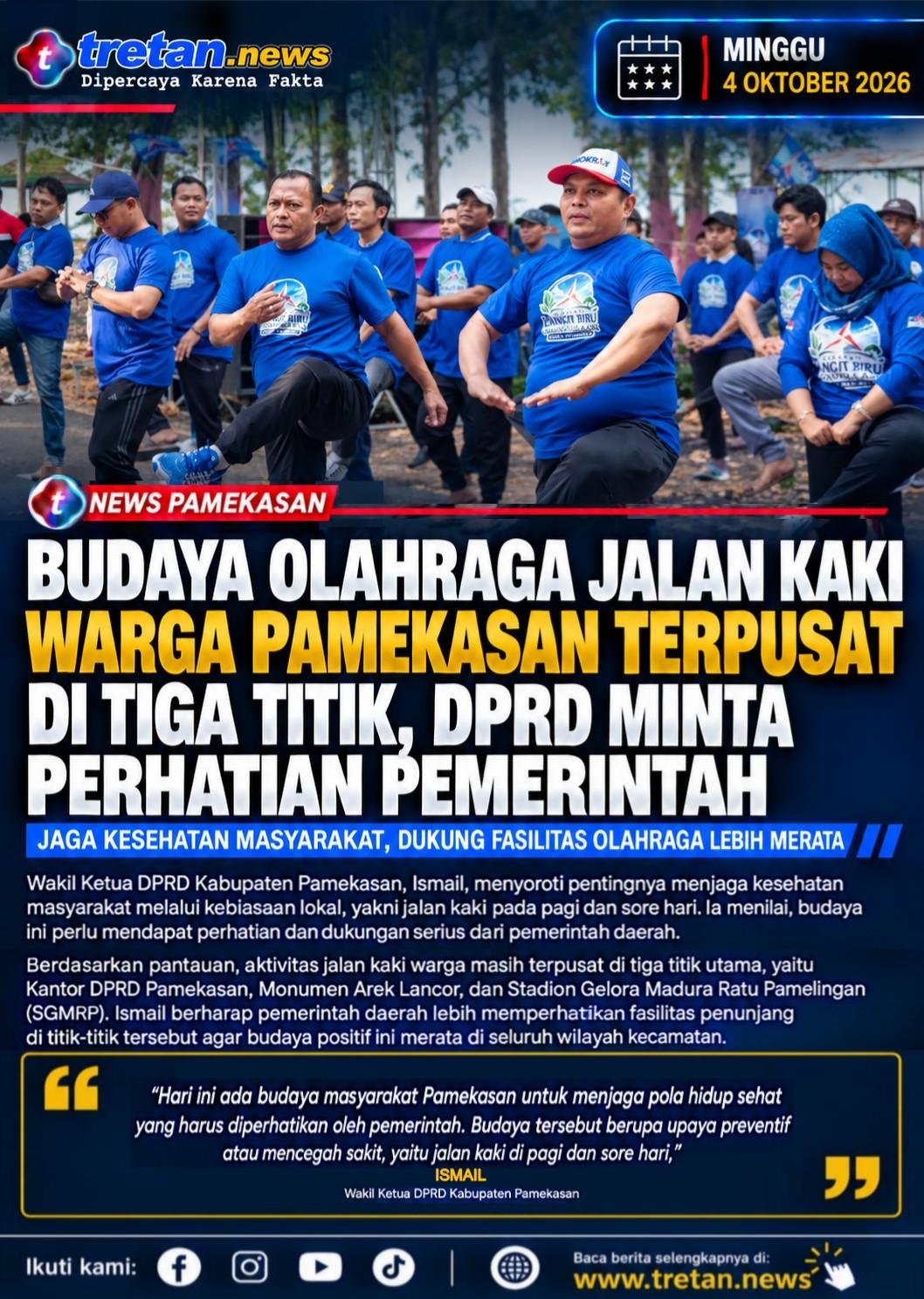 Ismail mengikuti kegiatan olahraga Partai Demokrat di Pamekasan