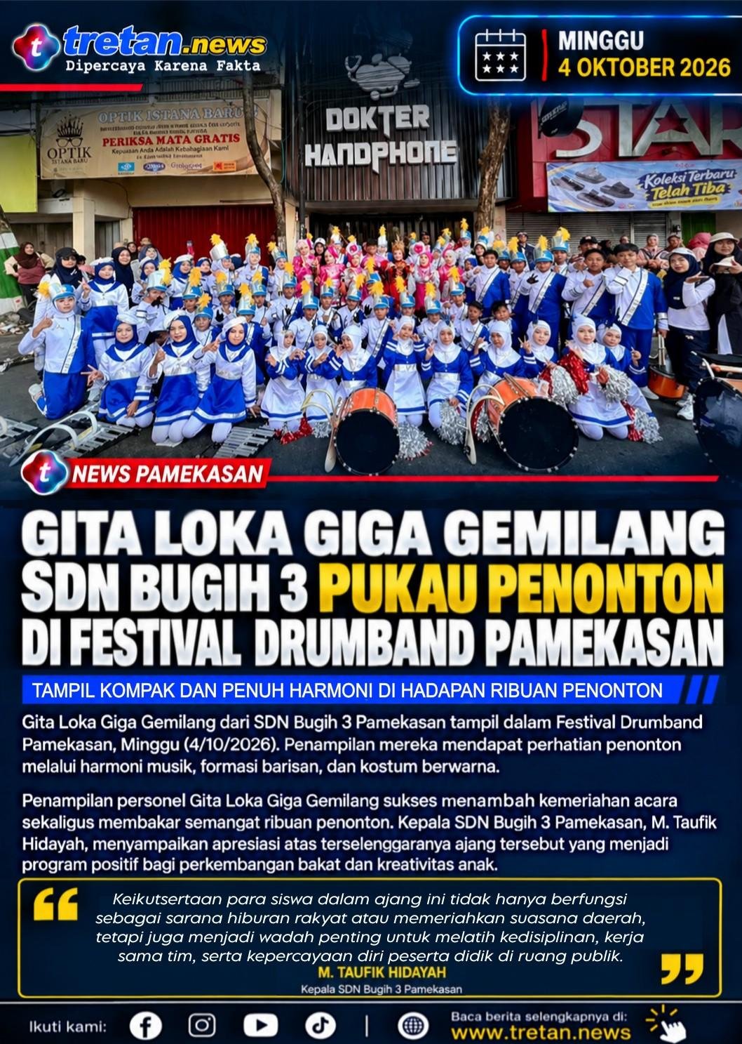 Gita Loka Giga Gemilang SDN Bugih 3 tampil di Festival Drumband Pamekasan