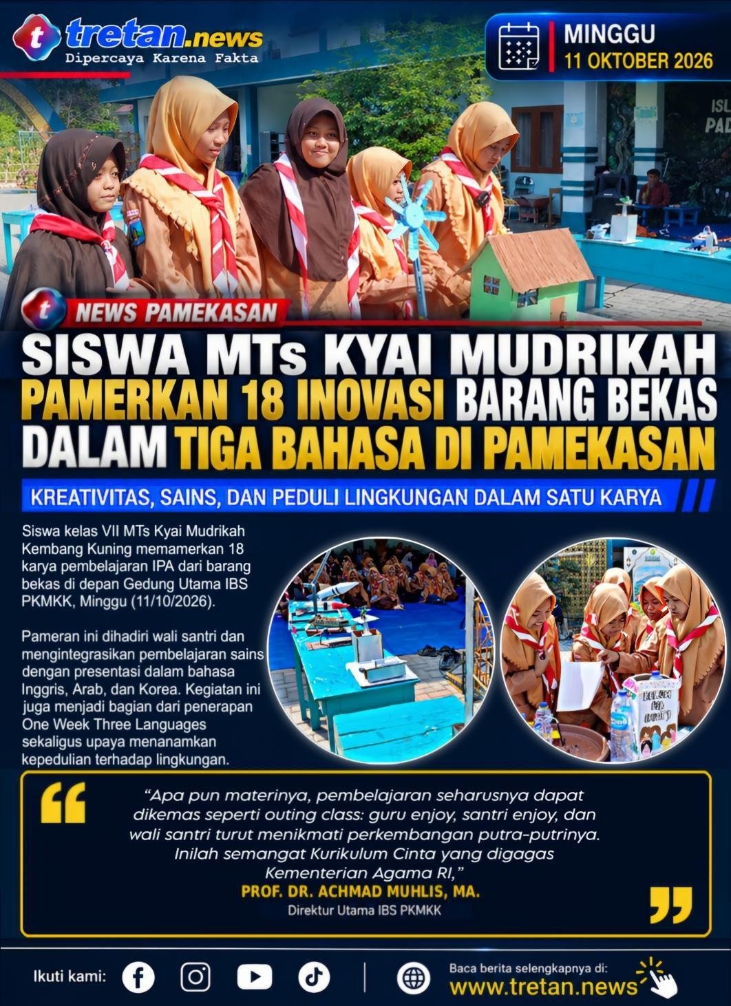 Siswa MTs Kyai Mudrikah memamerkan karya IPA dari barang bekas di Pamekasan