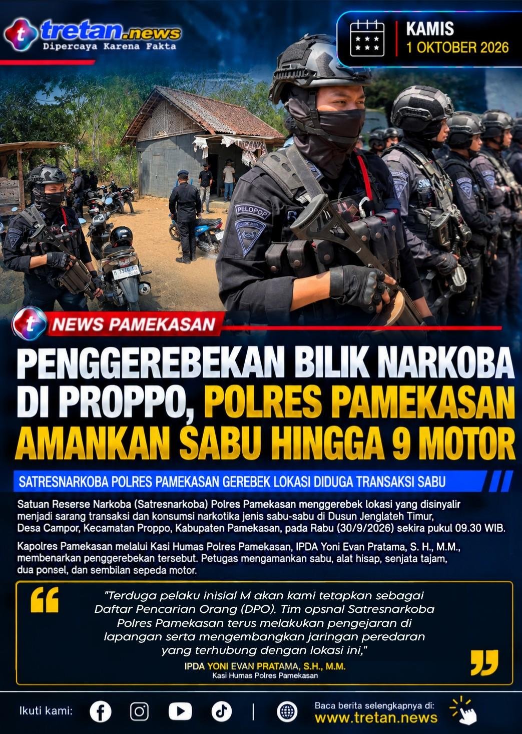 polres-pamekasan-gerebek-bilik-narkoba-proppo Polres Pamekasan amankan barang bukti sabu dan sembilan sepeda motor