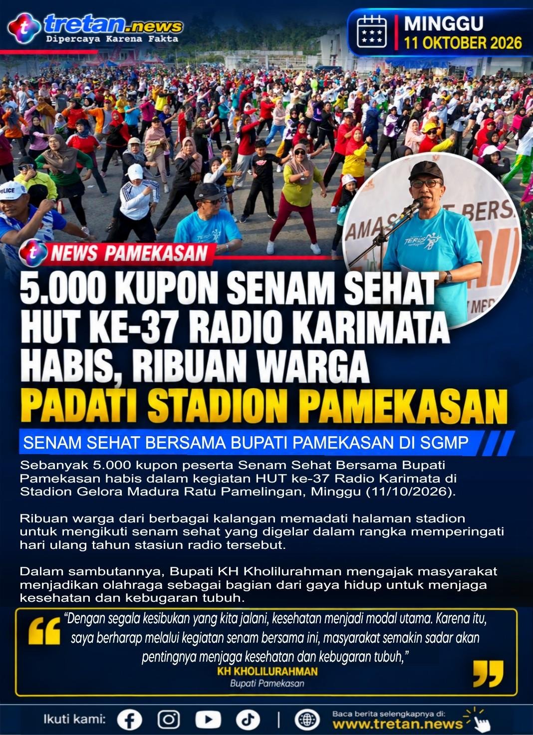 Ribuan warga mengikuti senam sehat HUT ke-37 Radio Karimata di Pamekasan
